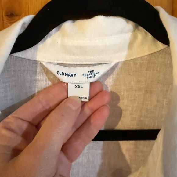 Linen-Blend Loose Button-Down Shirt XXL - Picture 4 of 14